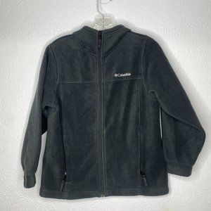 Columbia Steens boy's 10/12, hooded fleece jacket in black. EUC.